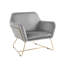 Chaise décorative moderne en velours gris, largeur 29,5 po, base en métal, chaise décorative avec pieds, largeur
