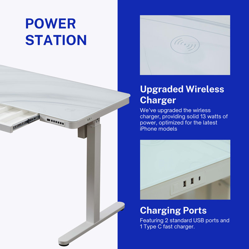 120Cm W Rectangular Standing Desk, White