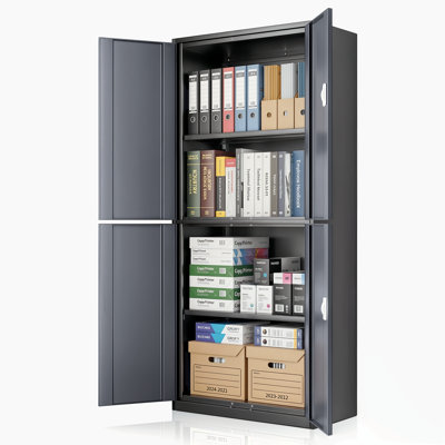 71" Metal Storage Cabinet, Garage Storage Organizer with Locking Doors and Adjustable Shelves for Workshop Office