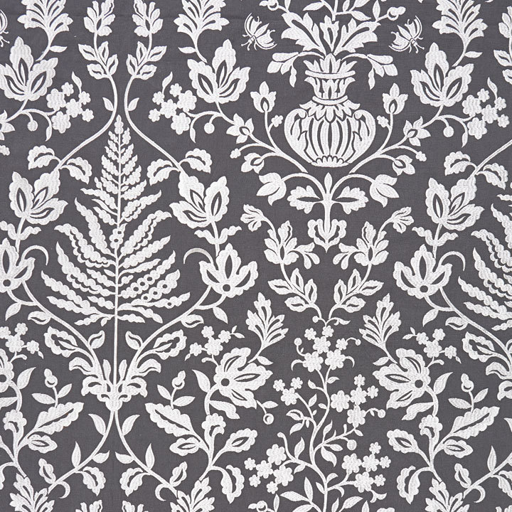 Oriana Shalimar Embroidery Fabric, Charcoal