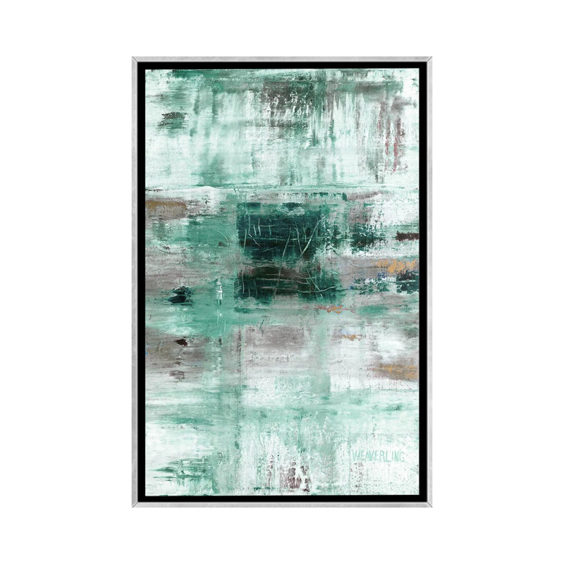 Ciel, Toile avec cadre flottant argent, Bleu sarcelle, H 26 po x l 18 po