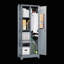 Armoire de rangement à balais avec portes et tablettes verrouillables, armoire de rangement en métal avec tige de suspension et crochets en S-1439468264