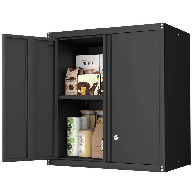 Metal Garage Storage Cabinet With Lock, Metal Wall Cabinets For Garage, Wall Mount Cabinet, Upper Cabinets Wall Mounted, Utility Cabinet With Adjustable Shelf
