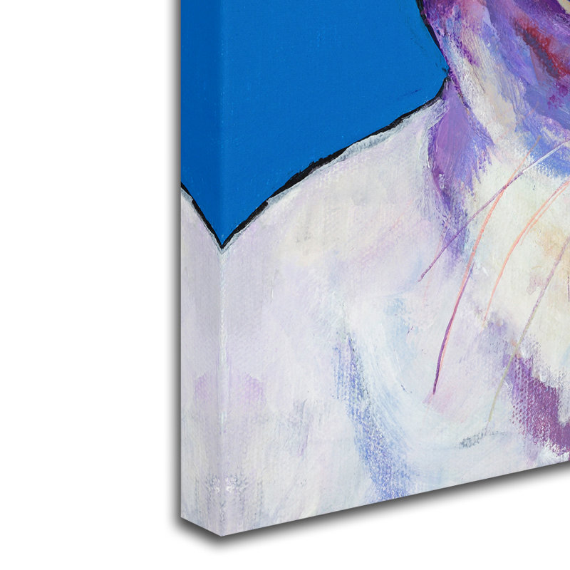 Vibrant Purple and White Cat Canvas Art