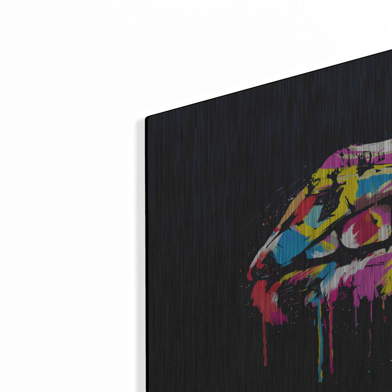 «Everly Quinn« Colorful Lips »par Balazs Solti, art mural en métal, H 12 po x l 16 po
