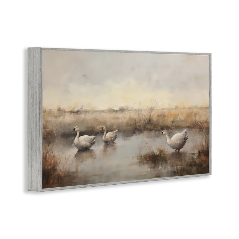 «Swan Family», étang giclé par Petal Prints Design, Estampe numérique Farmhouse, H 12 po x l 18 po