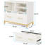 Classeur polyvalent avec tiroir, rangement ouvert et présentoir supérieur, fabriqué en métal doré E1, profondeur de 36,48 pouces, largeur de 16,07 po, tringle de rangement stable réglable en hauteur de 30,14 po, 3 espaces de rangement