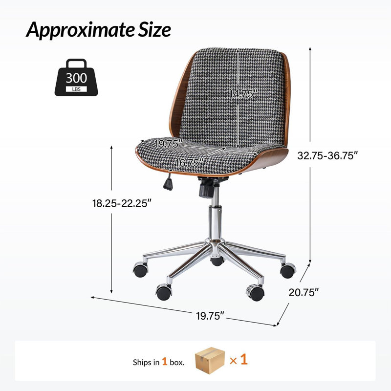 Chaise de bureau inclinable Oswina Ember, Black&White