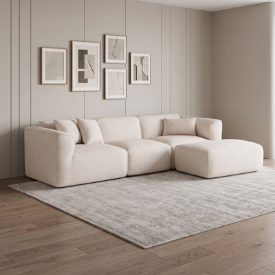 4-Seater U-Shaped Velvet Sectional Sofa with Sponge and Spring Seat Cushions and Throw Pillows