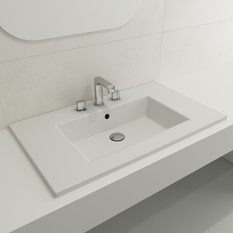 Ravenna 19.7 in. L Bathroom Sink, Matte White, Single-Hole