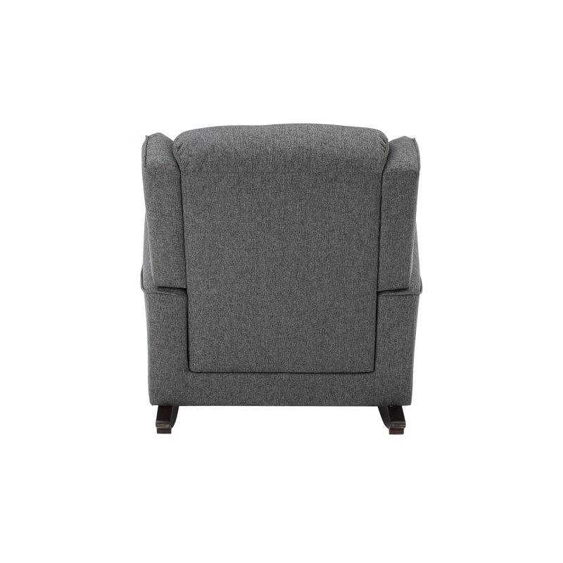 Chaise berçante grise avec accoudoirs évasés