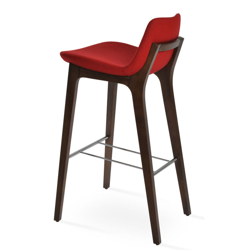 Pera HB Wood Bar & Counter Stool, Red, Counter Stool (24” Seat Height)