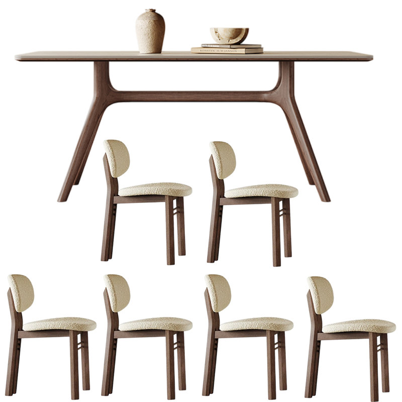 Modern simple rectangular family dining table sets, 29.53"H x 62.99"L x 31.5"W