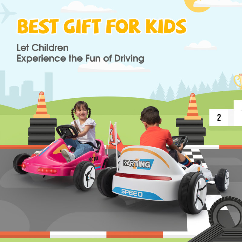 12V Pink Electric Go-Kart with Remote Control