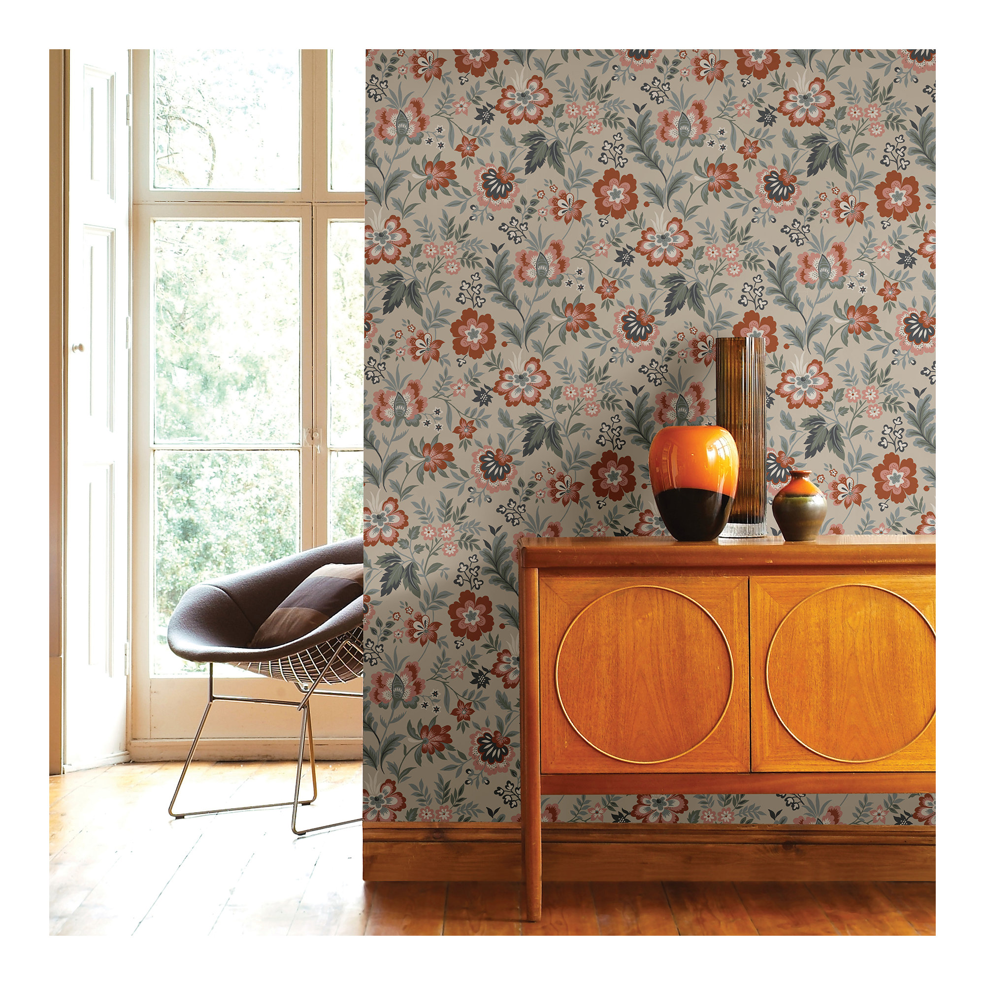 Ainslee Floral Wallpaper, Beige