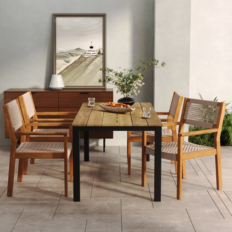Najiyah 5-Piece Rectangular Dining Set, Brown/Beige
