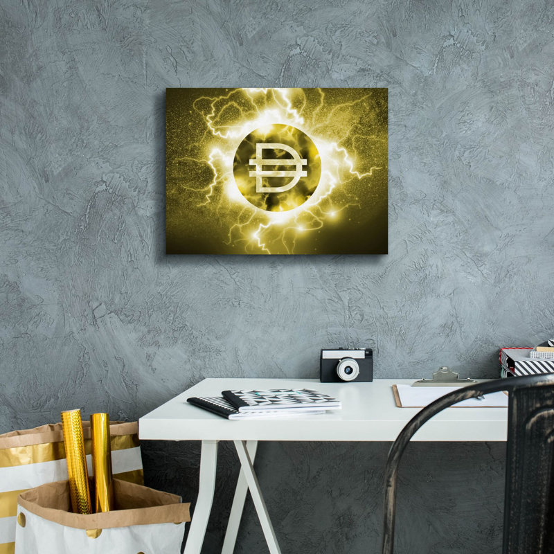 «Crypto Eclipse Dai» par Epic Portfolio, art mural sur toile, H 12 po x l 16 po x P 0,75 po