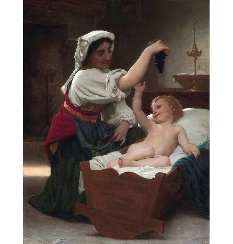 «The Bunch of Grape» par William Bouguereau - Art mural sur toile tendue avec châssis, H 18 po x l 14 po