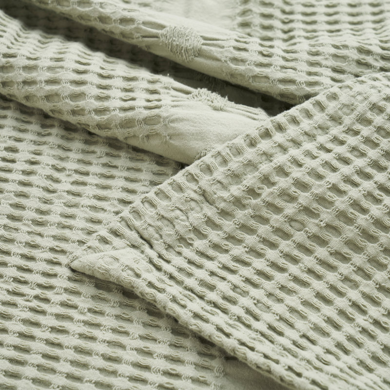 Couverture 100% coton à texture alvéolée Mai Waffle, Lit simple, Sauge