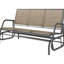 Outdoor Glider Bench, 3 - Seater, Breathable Mesh, Steel Frame, 55.1" , Mixed Brown Patio Bench With Seats, Metal 57.9"x27.6", Max Load 660 Lbs