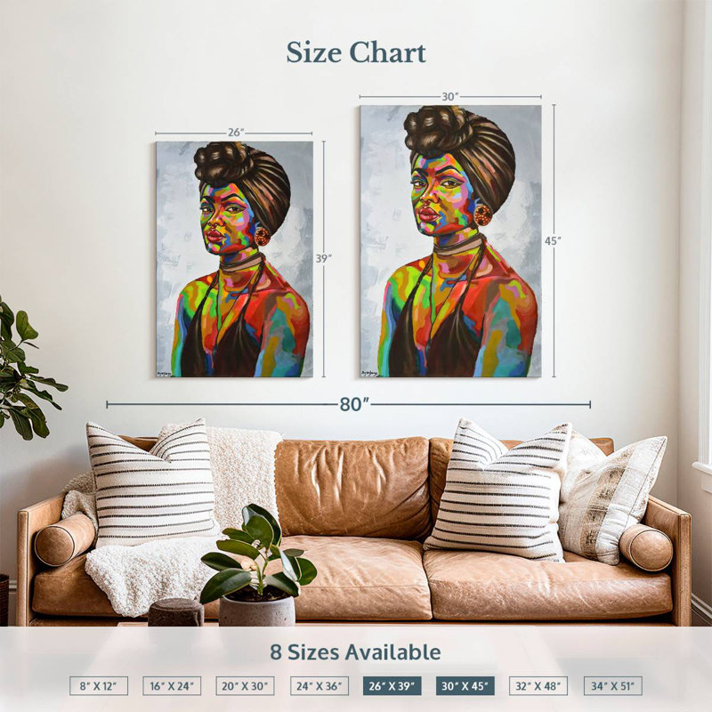 Portrait de fille africaine Leisha, H 39 po x l 26 po