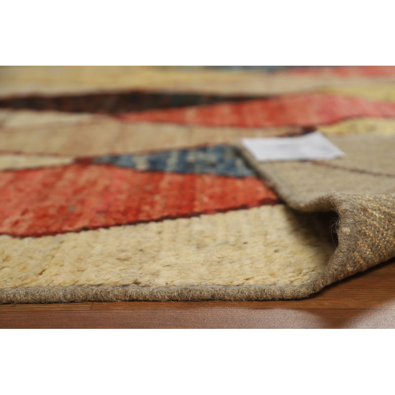 Tapis oriental marocain en laine fabriqué à la main à motif de treillis 7 x 9