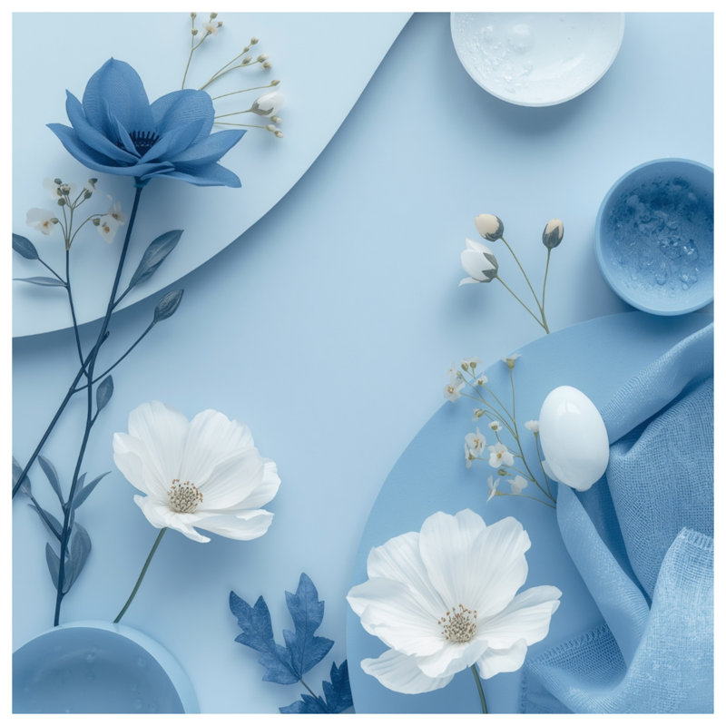 Rideau de douche bleu à motif floral extra long, L 70 po x H 72 po