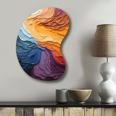 Choukri Yellow Orange Lyrical Abstraction Lyrical Sunset II - Lyrical Abstraction Boom Shape Irregular Metal Wall Decor