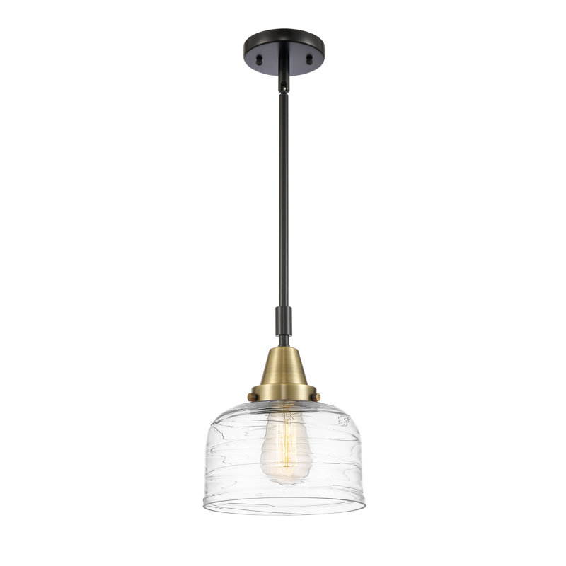 Luminaire suspendu en forme de cloche à 1 lumière Acrion, DEL, H 44,12 po x l 8 po x P 8 po, Laiton antique noir