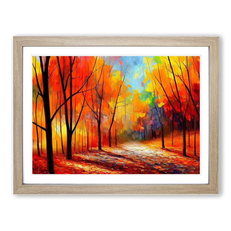 Sublime Autumn Forest Vol.6 Abstract 1 Piece Single Picture Frame Wall Art, 46cm H x 64cm W x 2cm D, Oak Framed