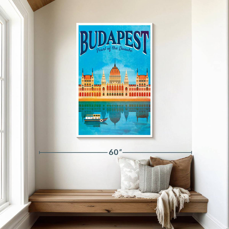 Affiche rétro de Budapest, H 45 po x l 30 po