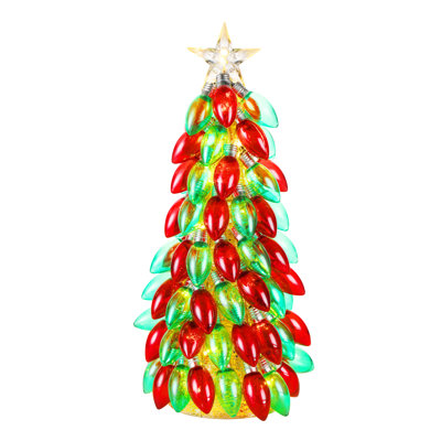 18 in. Retro C9 Bulb Tree - Red & Green