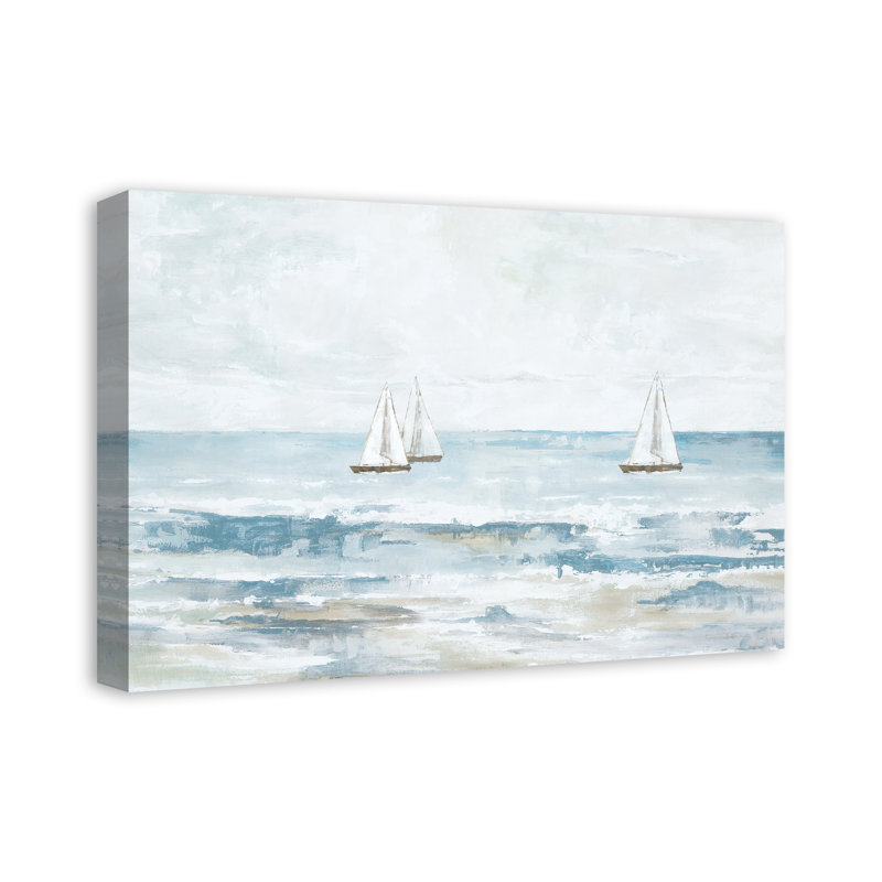 Paysage marin abstrait peint, reproduction sur toile tendue, H 16 po x l 24 po x P 1,25 po