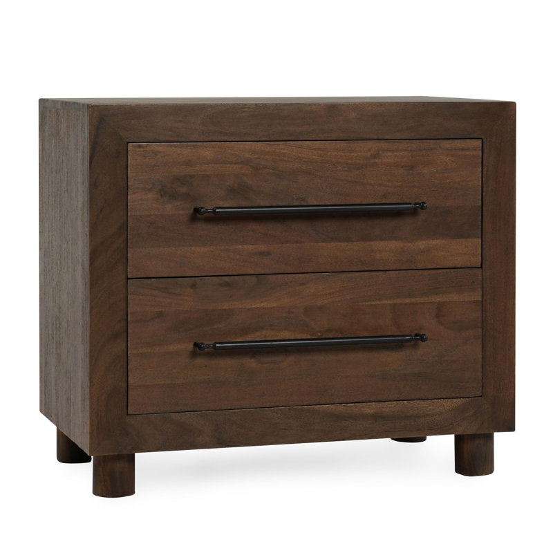 Table de chevet en bois massif à 2 tiroirs Jaxon