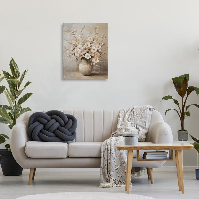  «Cherry Blossoms in Pottery», art mural sur toile par Petal Prints Design, H 30 po x l 24 po