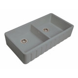 Trawden - 39.3″ L X 21.1″ W Fireclay Fluted Double Bowl Apron / Farmhouse Kitchen Sink