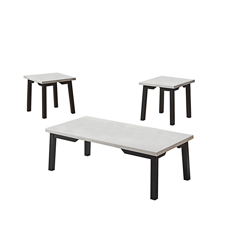 Ensemble de tables basses en bois, Noir, Gris