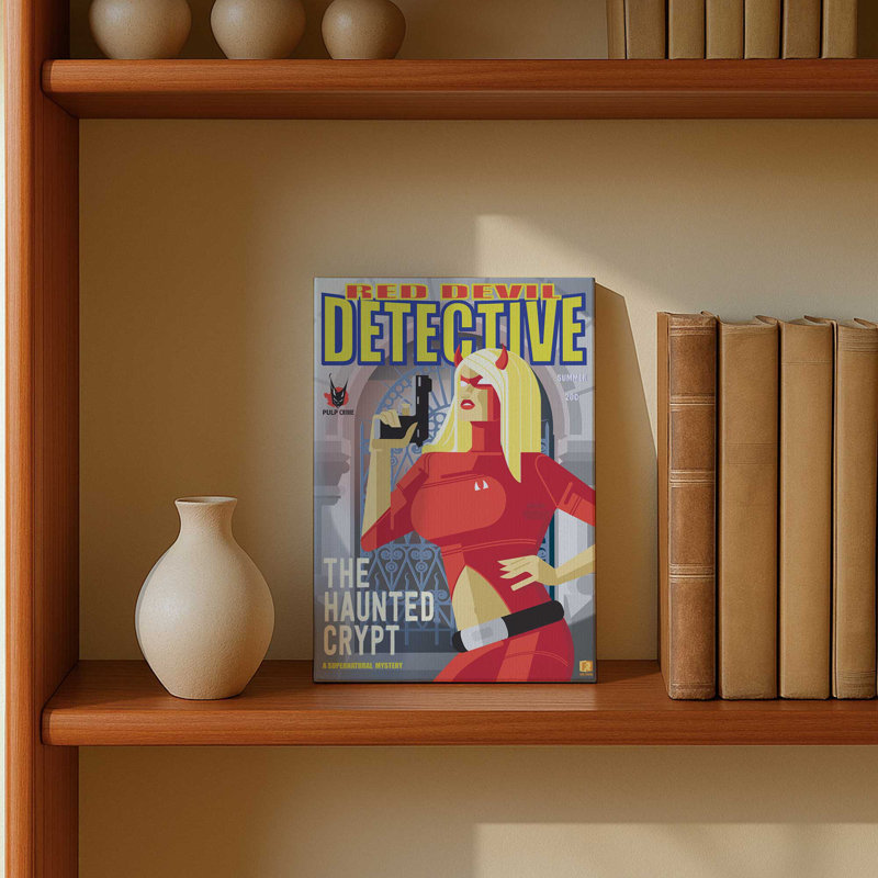 Red Devil Detective, Toile tendue, Ne s’applique pas, H 18 po x l 12 po