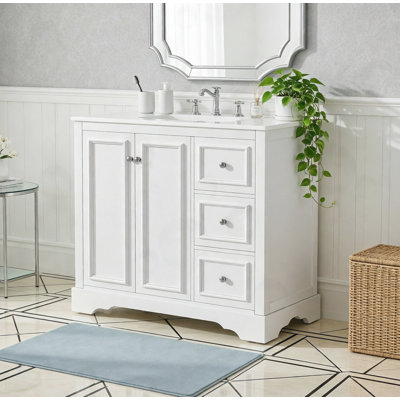 Bathroom Vanity With Ceramic Sink, 2 Soft-Close Doors