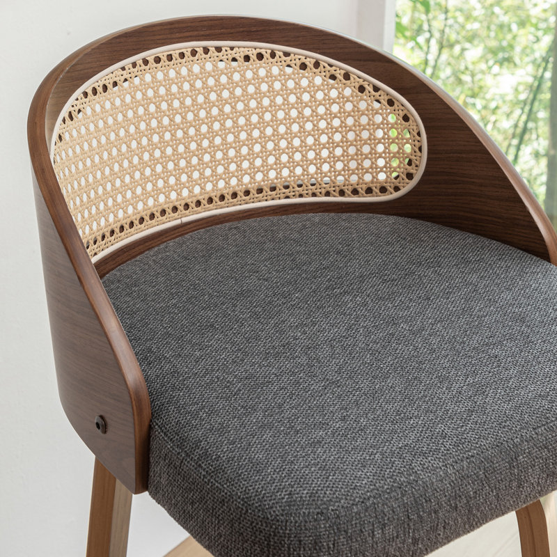Tabourets pivotants en lin Leeana, Gris, Tabouret de comptoir (siège d'une hauteur de 26 p
