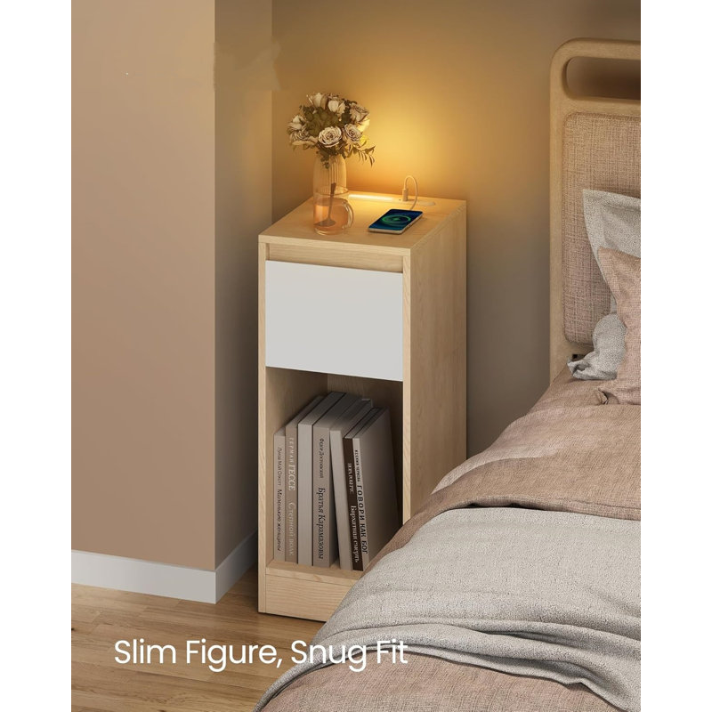 25cm W Particle Board Bedside Table, Brown