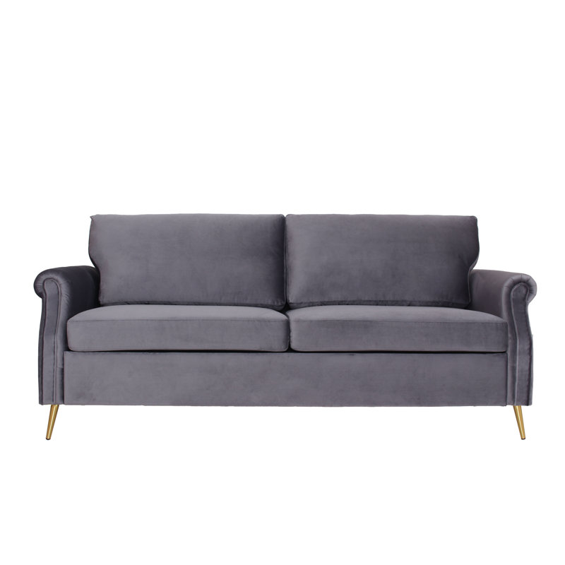 Dynette 78.7'' Velvet Loveseat, Gray Velvet