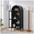 Modern Retro-Style Wooden Storage Cabinet With Adjustable Glass Partitions And High Arched Design For Multi-Functional Kitchen Use-1120119078