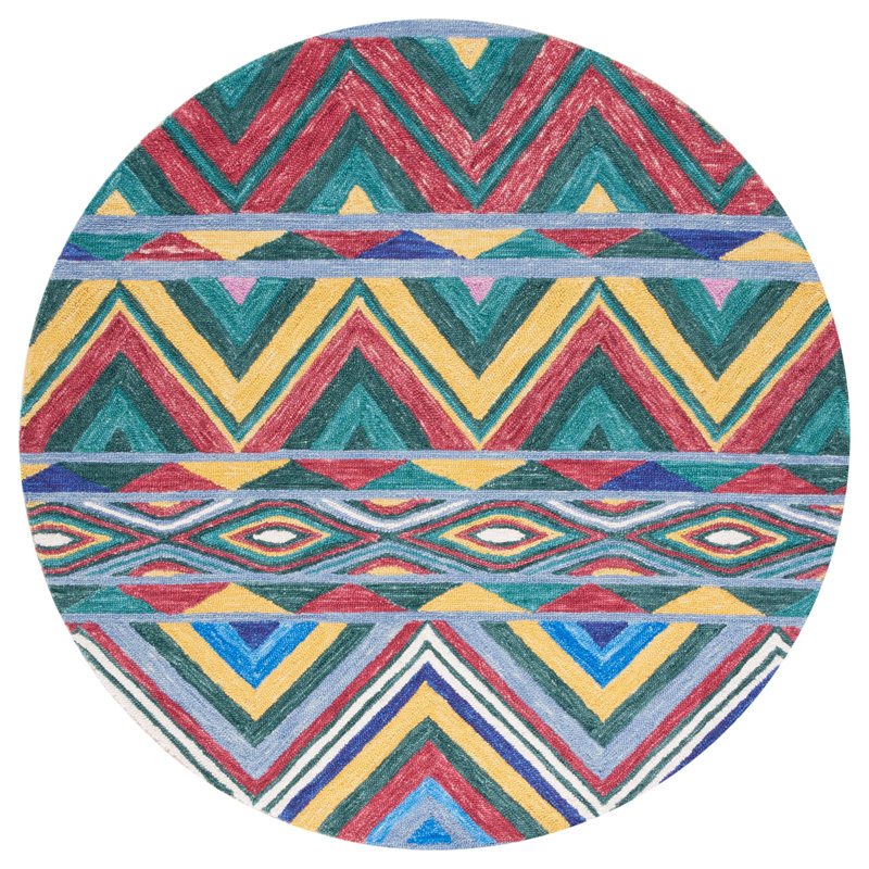 Tapis en laine et en coton touffeté à la main avec latex Adeyinka, Rond 6 pi