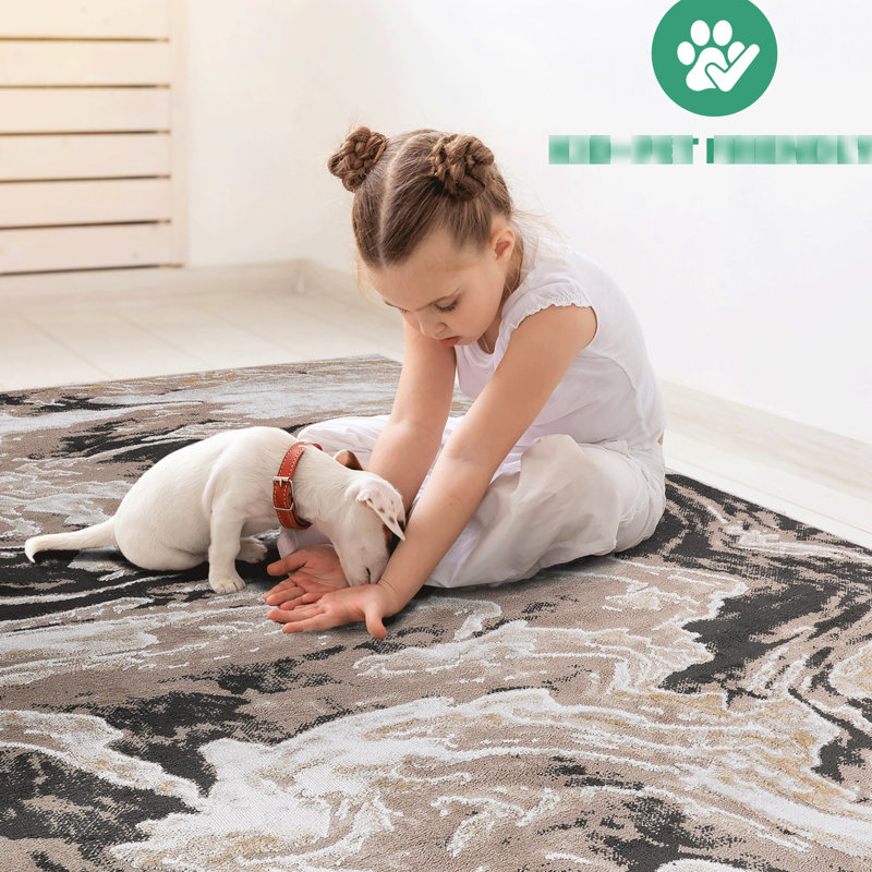 Tapis tissé et tissé brun 5 x 7 L.