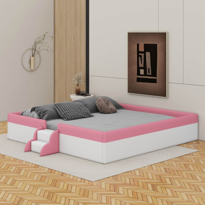 Upholstered Daybed Frame With Fence And Stairs