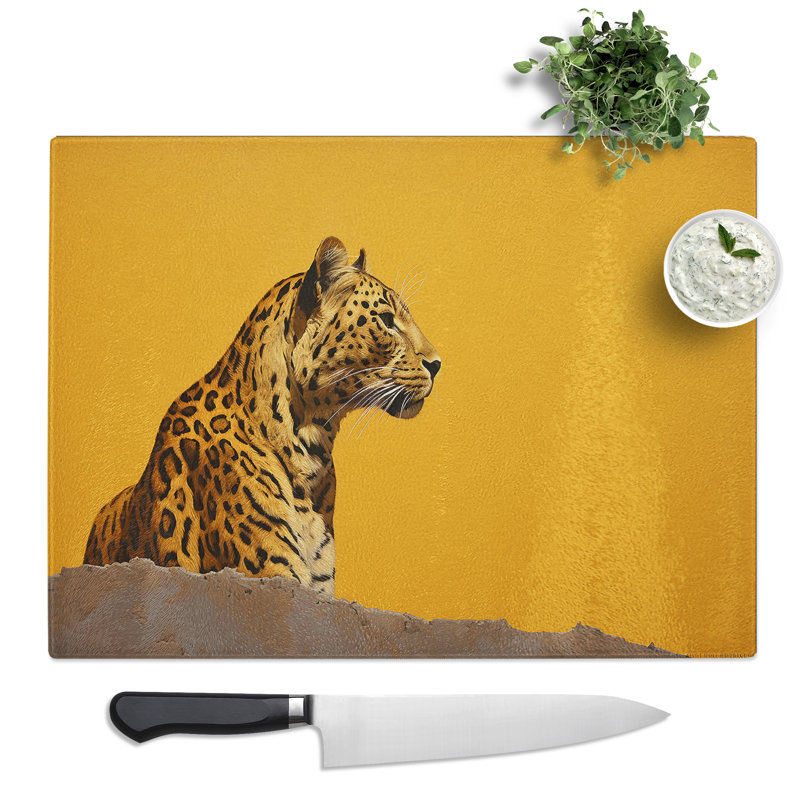Leopard Minimalism No.2  Glass Chopping Board