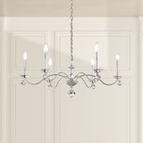 Modique 6 Light 32in x 15.5in Chandelier in Antique Silver with Clear Heritage Handcut Crystals