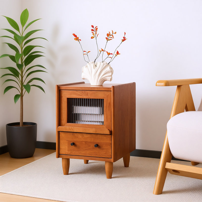 Retro Solid Wood Bacall with Two Drawers