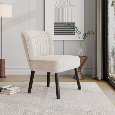 Compact Contemporary Style Shellback Chair With Channel Back And Easy-Clean Polyester Boucle Fabric, Ideal For Small Spaces.
